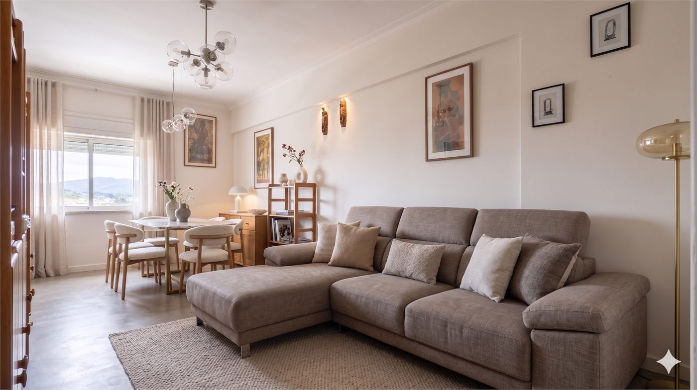 Visualiza&ccedil;&atilde;o decorativa da sala do apartamento